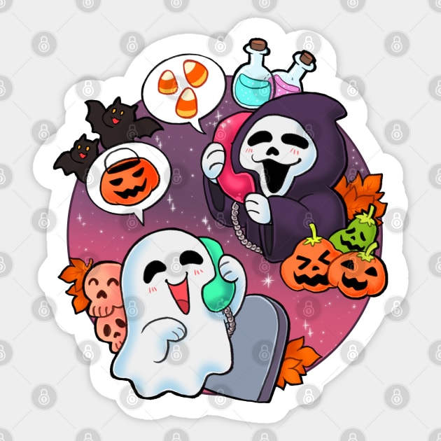 Halloween phonecall Sticker by Grethe_B